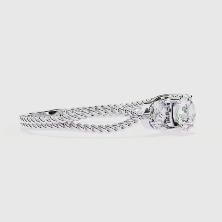 Round Cut Rope Band Ring with Marquise Side Stones video