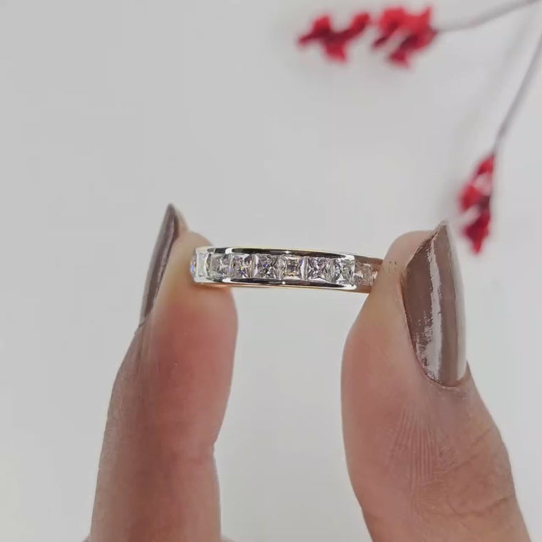 Princess Cut Channel Set Half Eternity Band video