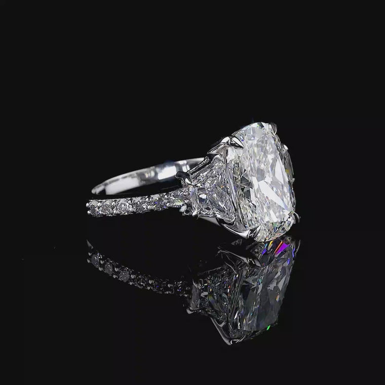 Cushion Cut Three Stone Pave Engagement Ring video