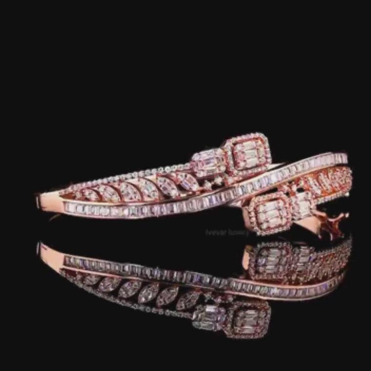 Baguette Cut Cross-Over Open Cuff Bangle video