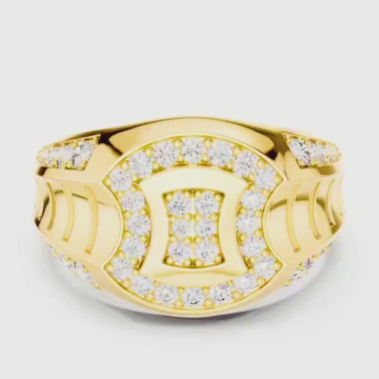 Round Cut Lab Grown Diamond Men's Double Pave Crest Engagement Ring video