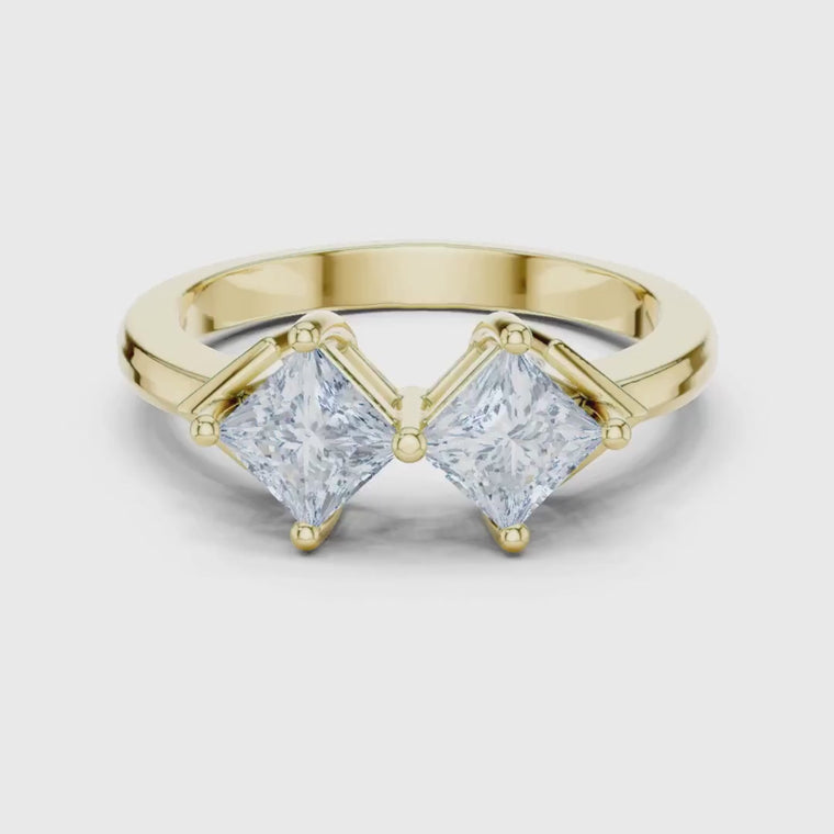Princess Cut Two Stone Toi Et Moi Ring video