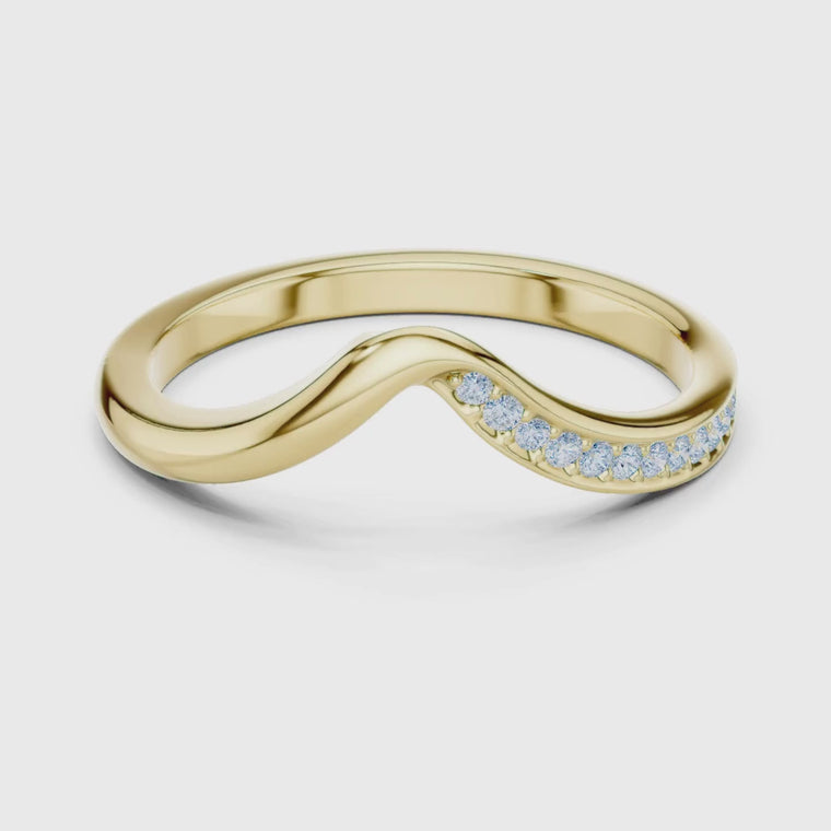 Curved Wave Round Cut Wedding Band video