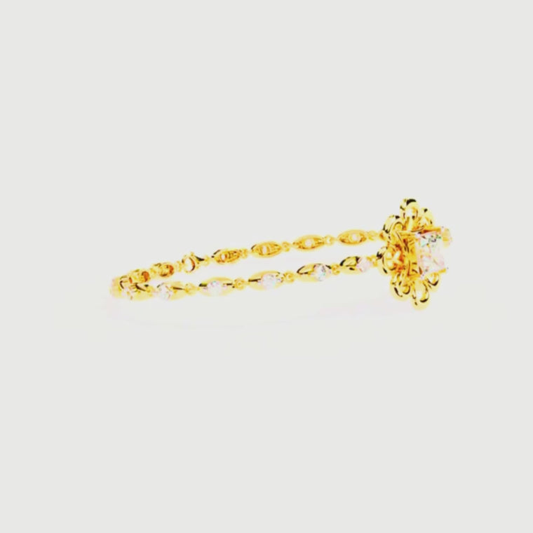 Princess Cut Floral Link Bracelet for Women video