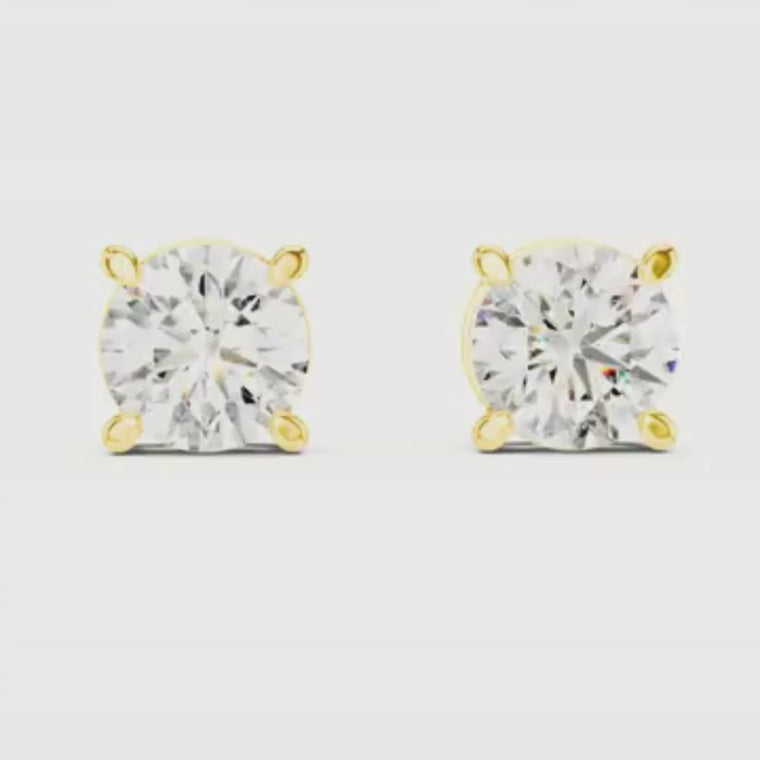 Architectural Crown Basket Round Solitaire Studs video