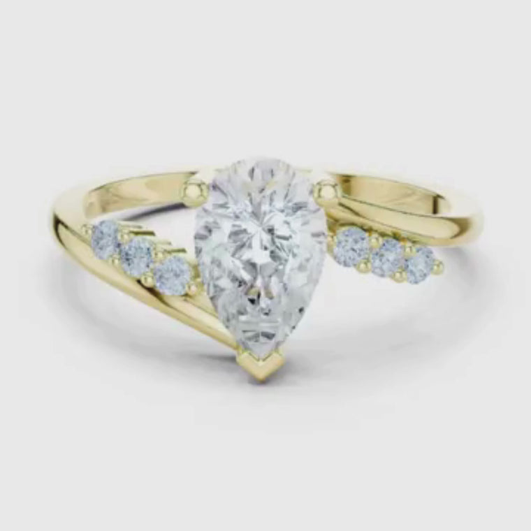 Pear Cut Bypass Pave Setting Engagement Ring video