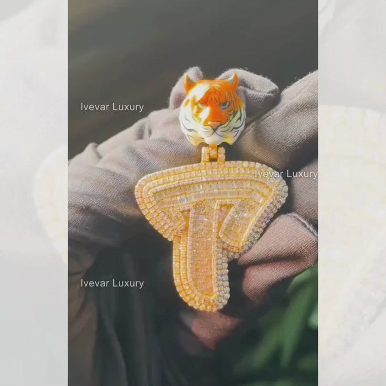Personalized Letter P Pendant Animal Tiger Bail Hip Hop Jewelry video