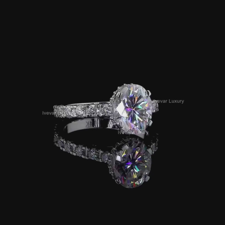Oval Cut Solitaire Pave Engagement Ring video
