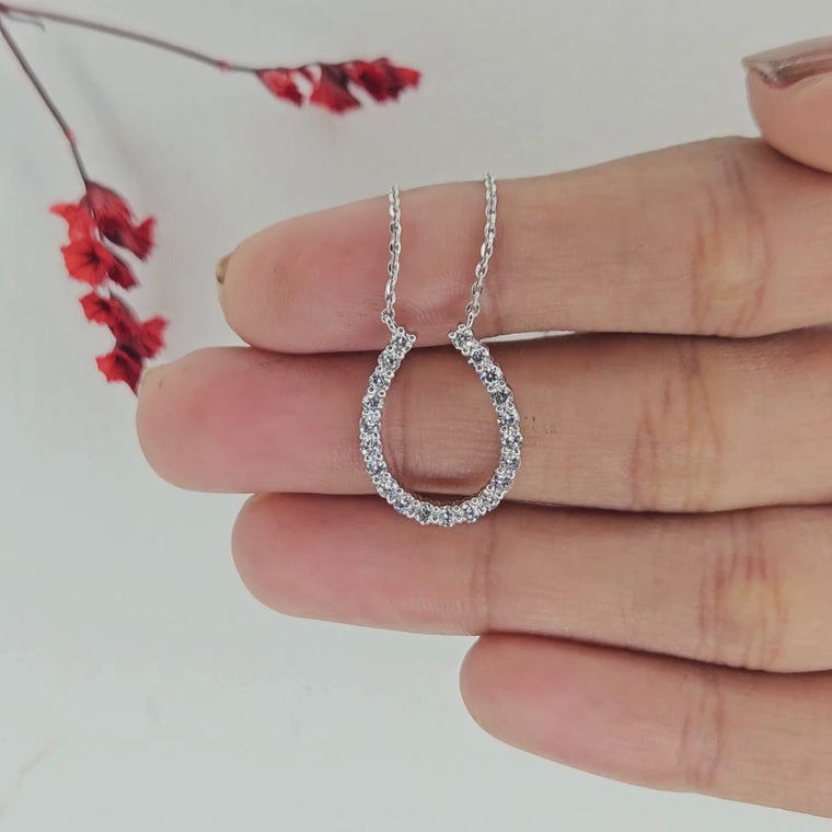 Open Teardrop Round Pendant Necklace video