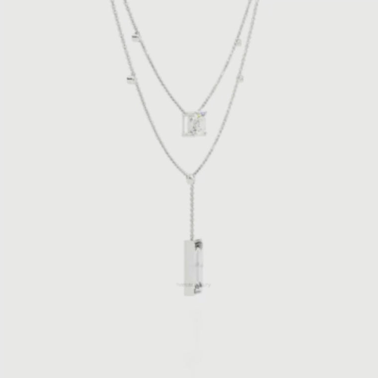 Layered Emerald Cut Pendant Y Necklace video