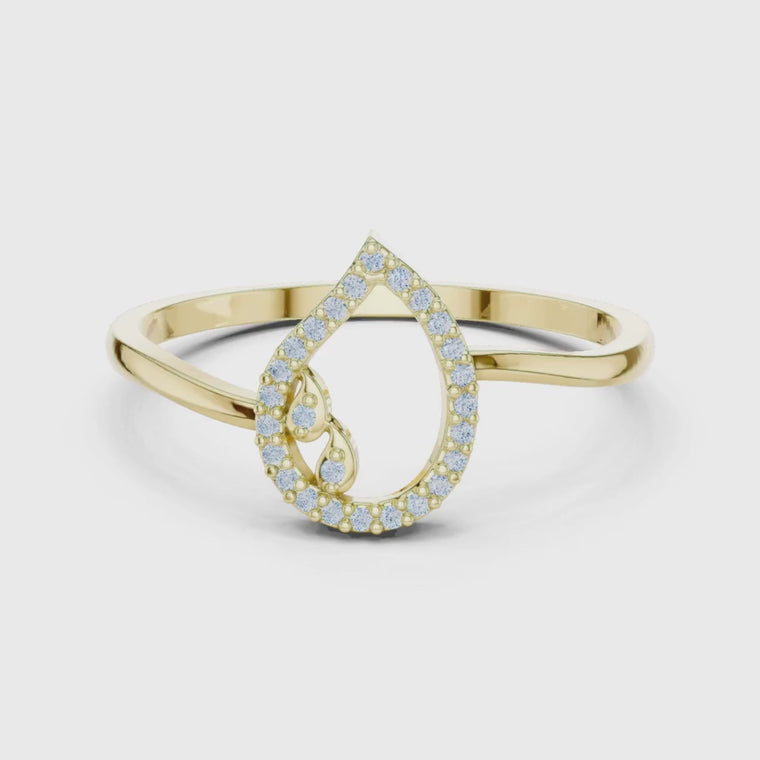 Open Round Cut Pave Split Band Gold Fashion Ring video