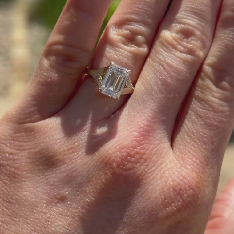Split Shank Emerald Cut Engagement Ring video