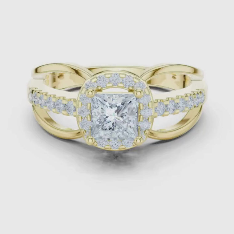 Princess Cut Split Shank Halo Ring video