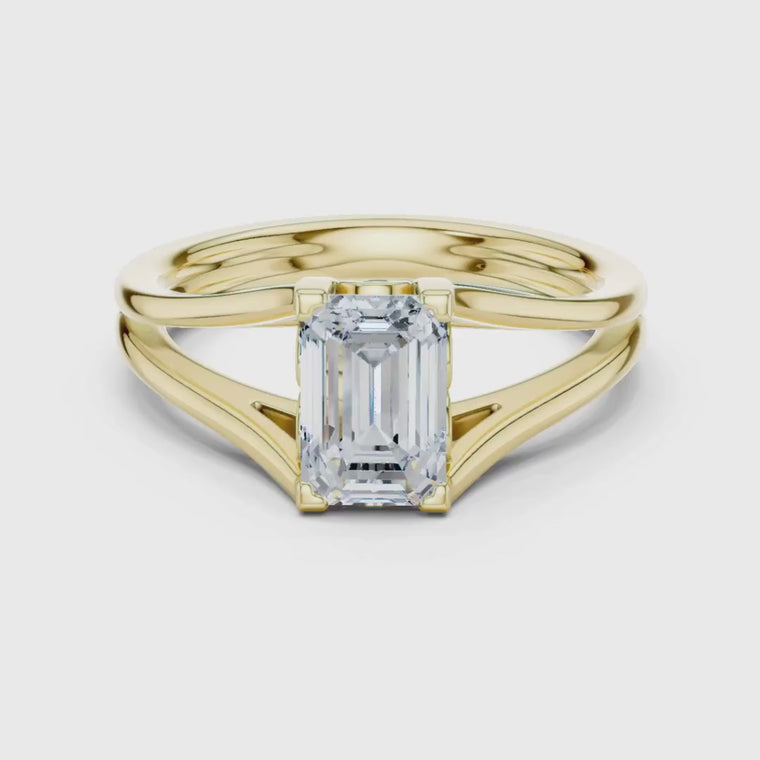 Emerald Cut Split Shank Solitaire Engagement Ring video