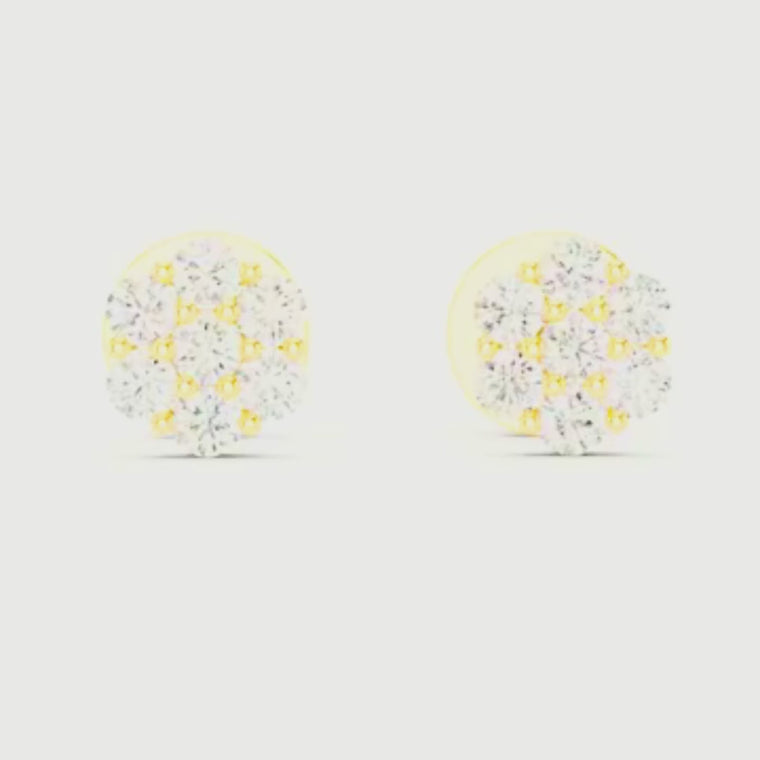 Noble Floral Cluster Round Cut Stud Earrings video