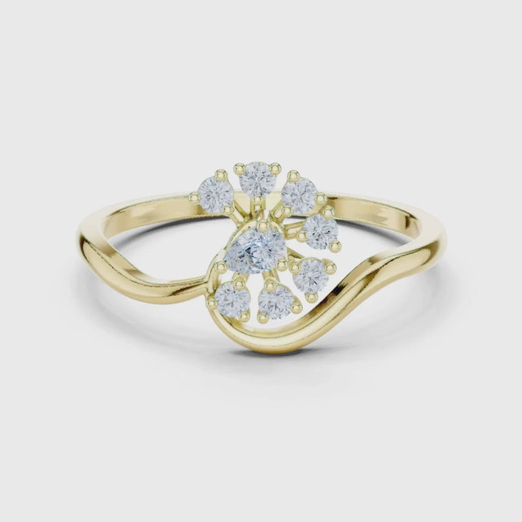 Floral Cluster Ring With Bypass Band video