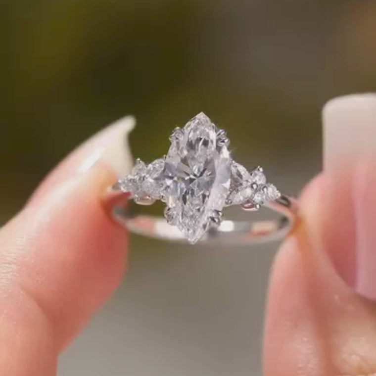 Marquise Cluster Ring with Round And Marquise Side Accents video