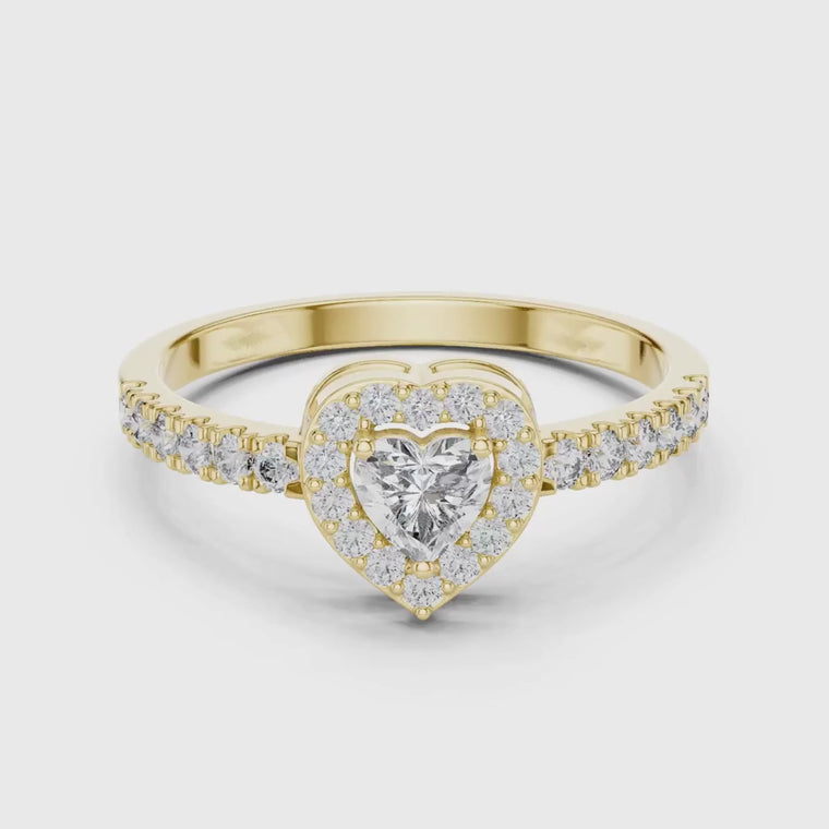 Halo Heart Cut Wedding Ring For Women video