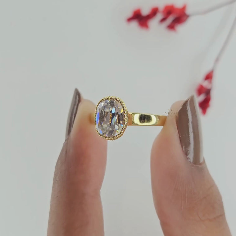 Rose Oval Cut Wide Band Solitaire Ring video