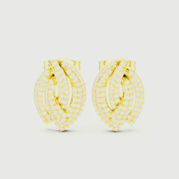 Pavé Leaf Round Sculpted Stud Earrings video