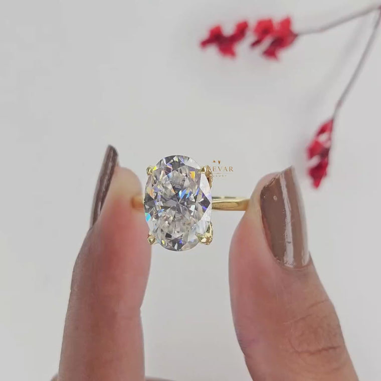 Hidden Halo Setting Oval Cut Engagement Ring video