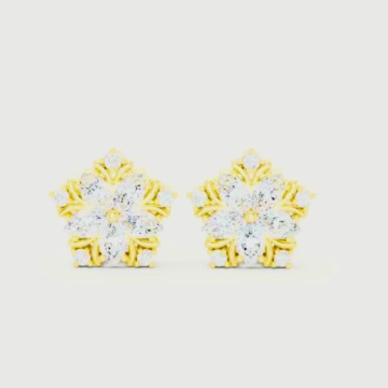 Blossom Petal Marquise and Round Starburst Stud Earrings video