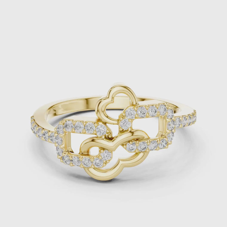 Art Deco Round Cut Link Delicate Ring For Women video