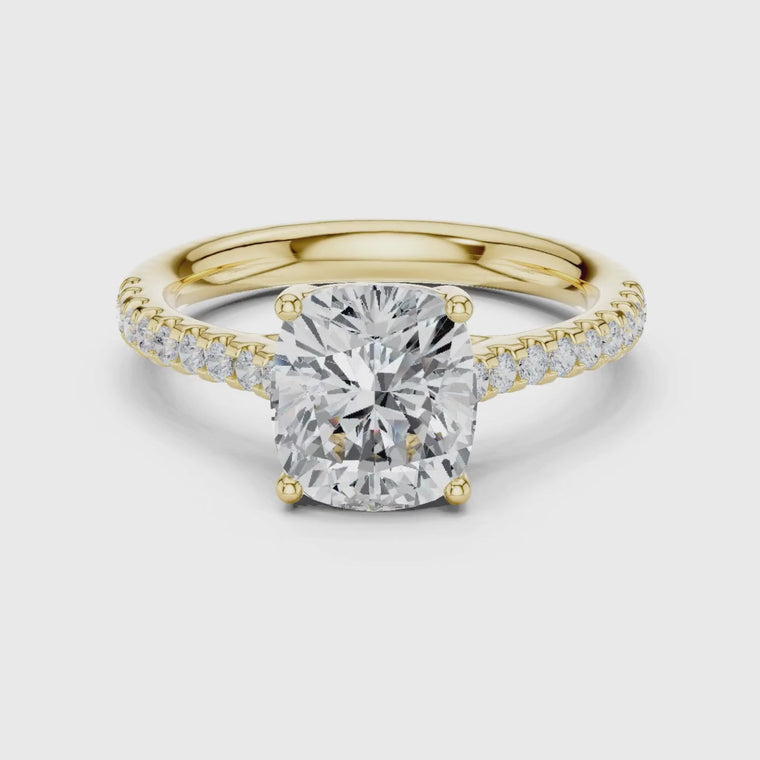 Cushion Cut Cathedral Pave Engagement Ring video