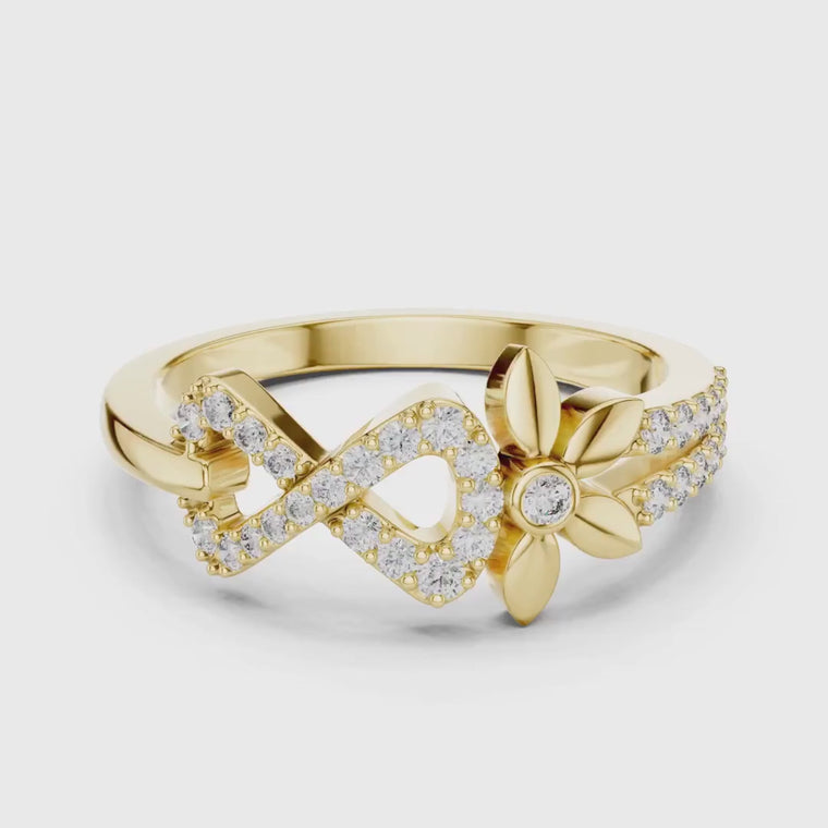 Round Cut Infinity Floral Ring Pave Statement Band video