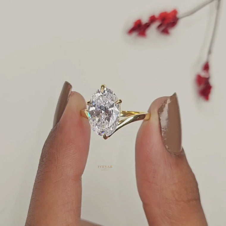 Oval Cut Cathedral Solitaire Engagement Ring video