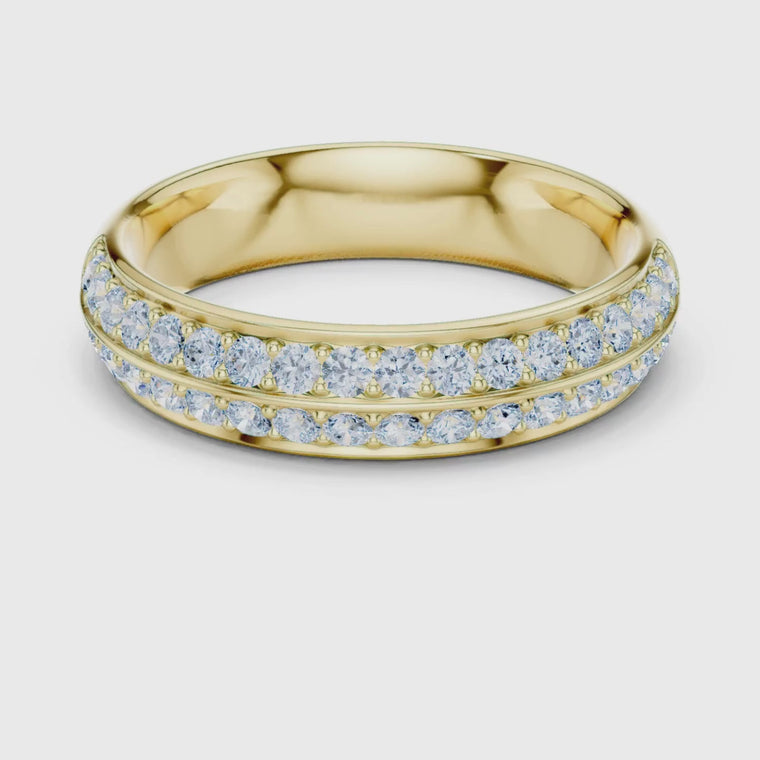 Double Row Round Cut Pave Wedding Ring Band video