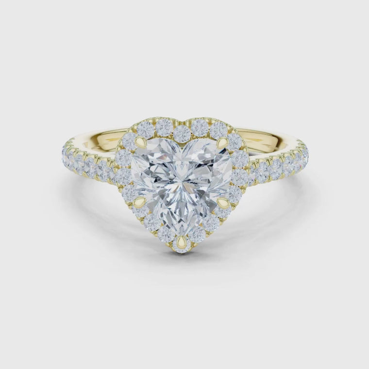 Heart Cut Halo Ring With Pave Band video