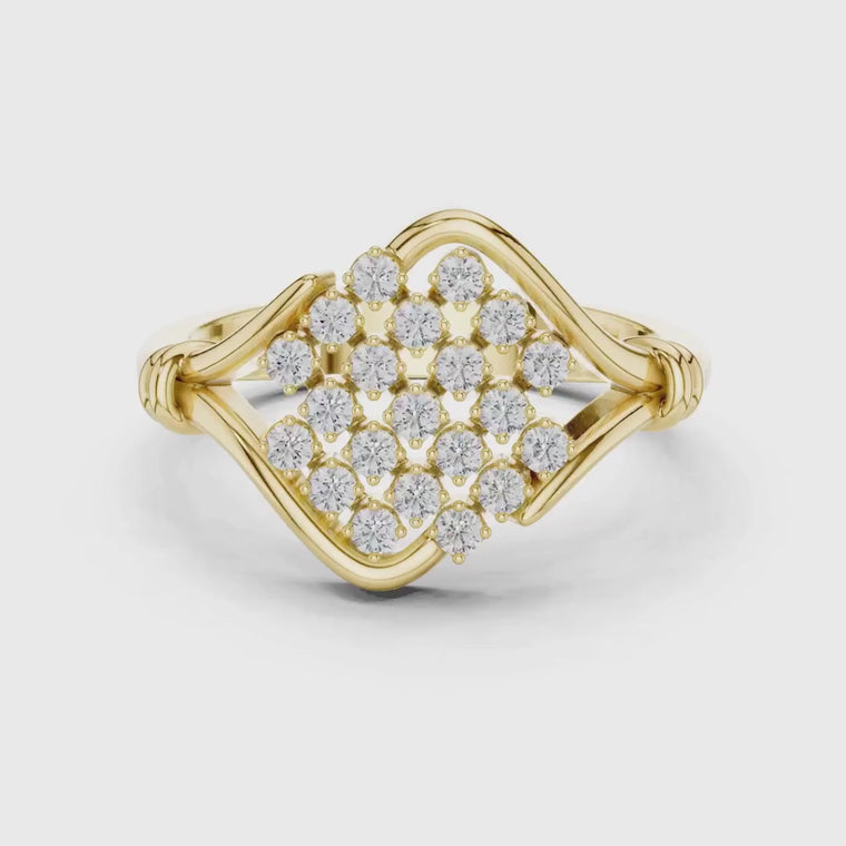 Round Cut Ring Elegant Wave Framed Design video