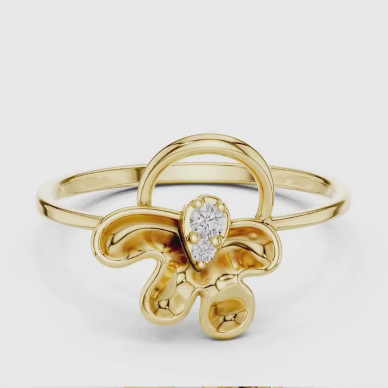 Pear Abstract Floral Ring with Sculpted Petals video