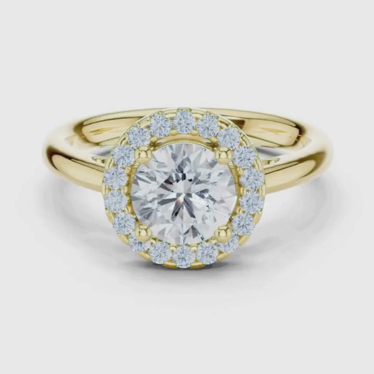 Round Brilliant Halo Ring video