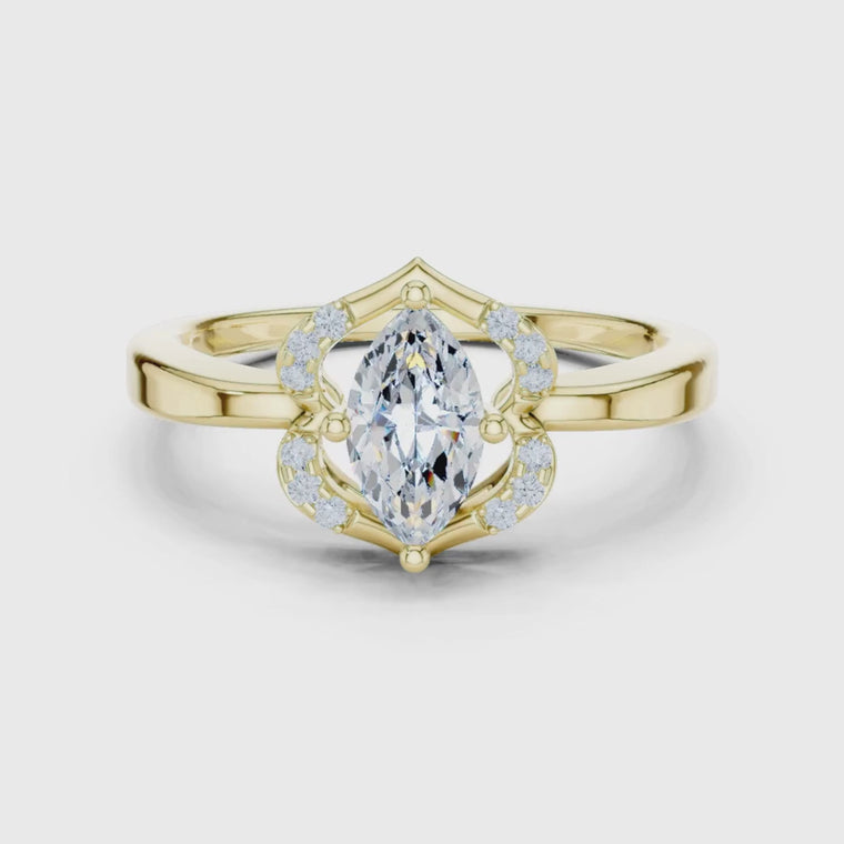 Floral Inspired Marquise Cut Halo Engagement Ring video