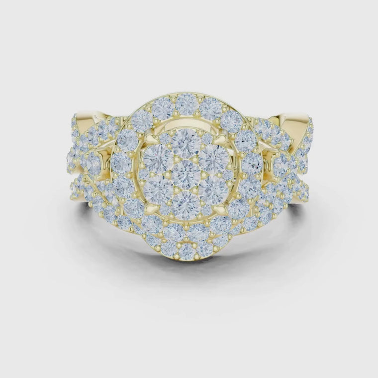 Round Halo Cluster Lab Diamond Ring video