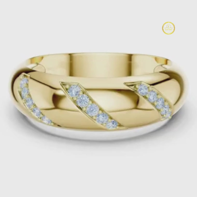 Round Cut Men's Slanted Row Dome Statement Ring video
