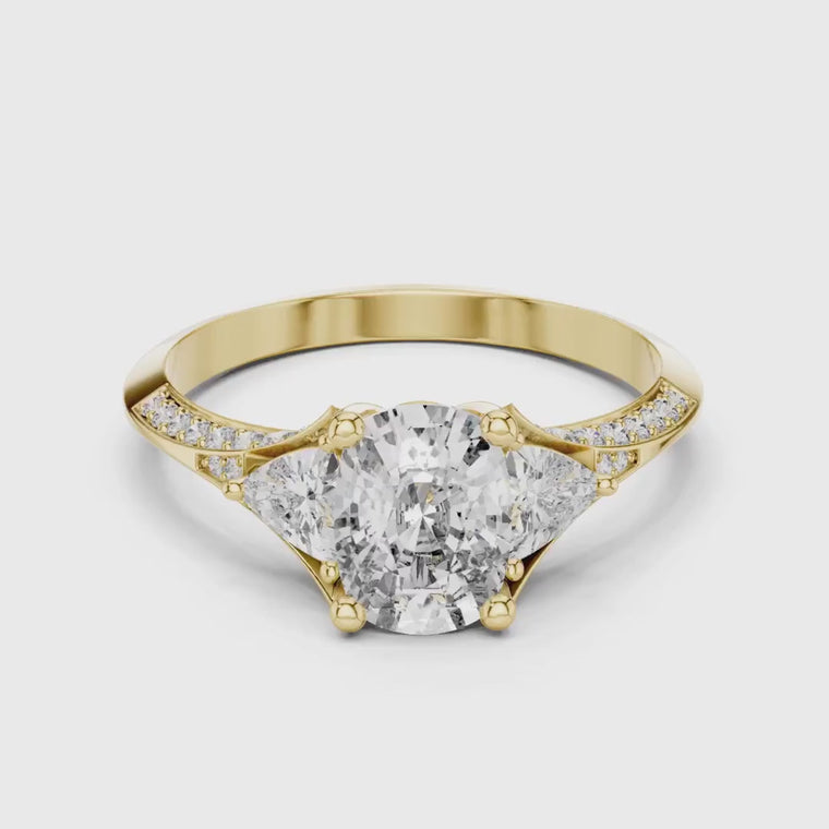 Oval Anniversary Ring with Side Stone Pave Band video