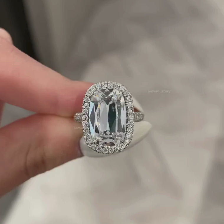 Cushion Halo Lab Diamond Ring with Pave Band video