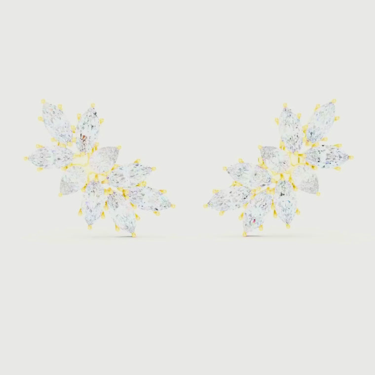 Marquise Cut Solitaire Stud Earrings Interlocking Loop Knot video