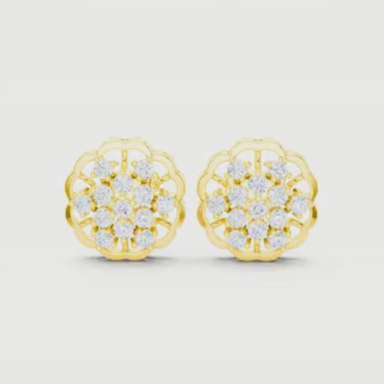 Filigree Openwork Border Round Floral Cluster Earrings video