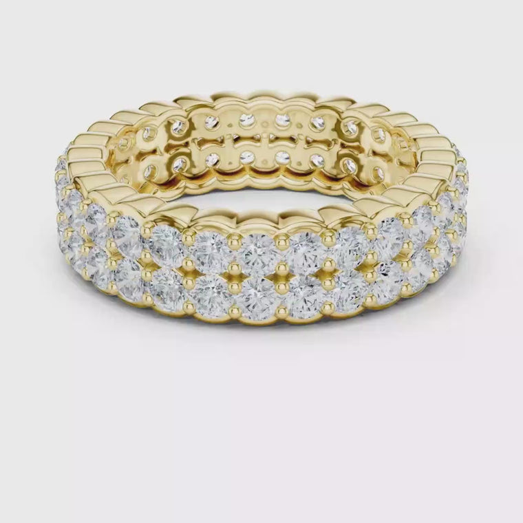 Double Row Round Cut Eternity Band With Wedding Ring video
