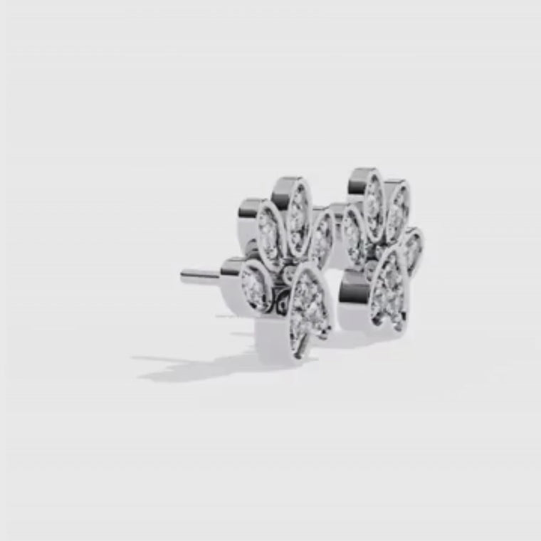 Charming Paw Shaped Earrings with Brilliant Round Detailing video
