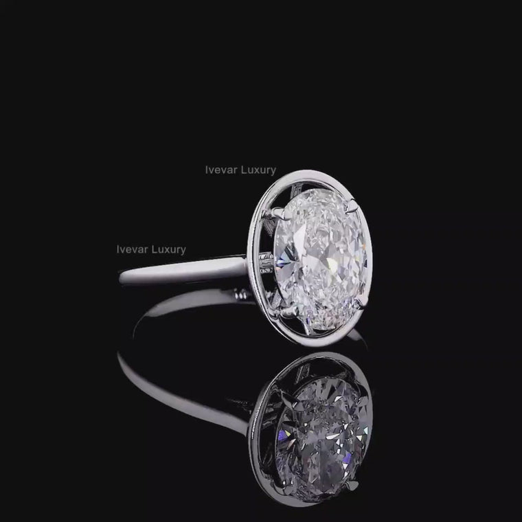 Oval Cut Framed Solitaire Engagement Ring video