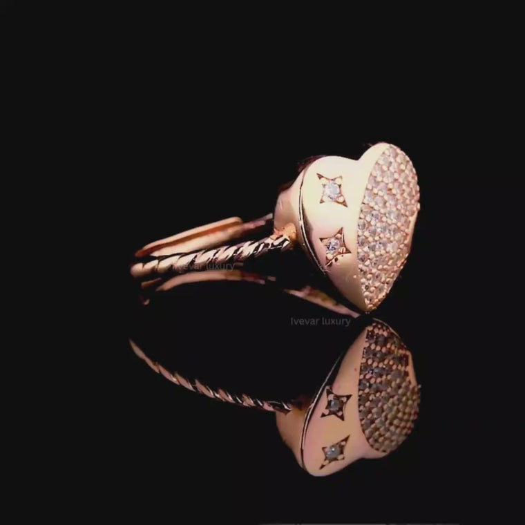 Heart Shape Pave Setting Rope Band Ring video