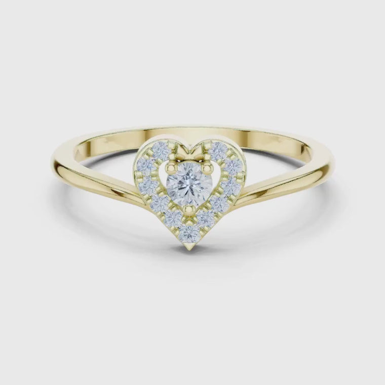 Heart Shaped Round Cut Halo Engagement Ring video