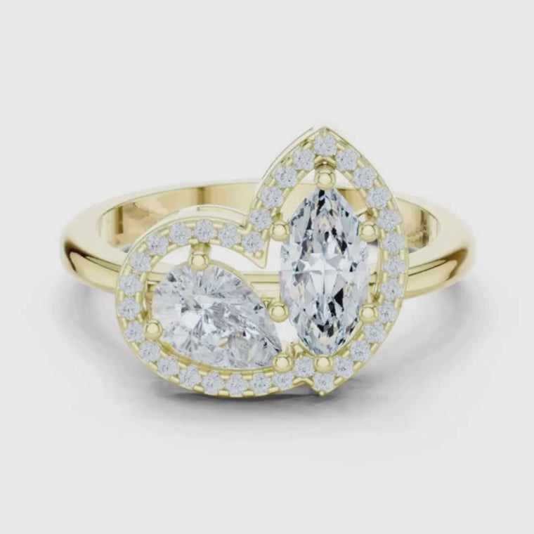 Marquise & Pear Cut Toi Et Moi Halo Ring video