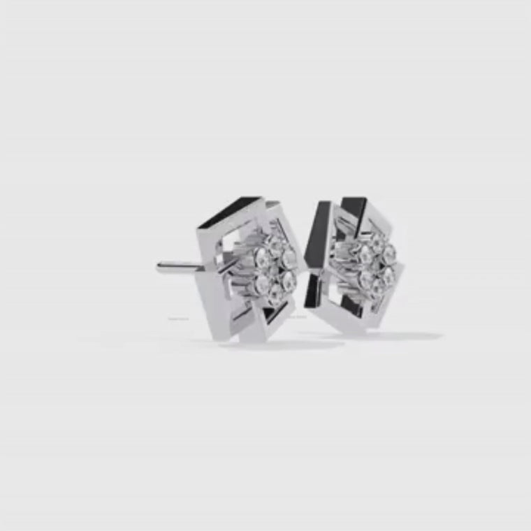 Geometric Square Motif Round Cluster Earrings video