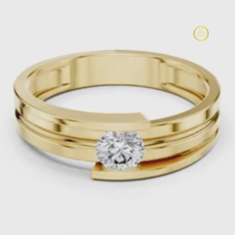 Round Cut Men's Tension Set Solitaire Ring video